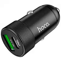 Автомобільний зарядний пристрій Hoco Z32B 1USB + Type-C QC3.0+PD Black - мініатюра 4