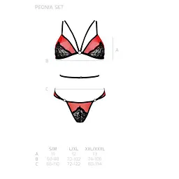 Комплект білизни Passion PEONIA SET S/M red, бра, трусики - мініатюра 5