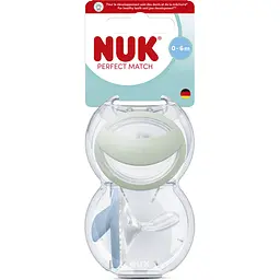 Пустушка Nuk Perfect Match силіконова розмір 1 0-6 міс. 2 шт. бзелена з блакитним (3954151)