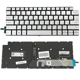 Клавіатура для ноутбука DELL (Inspiron: 5390 5490 7490) rus сріблястий без кадру підсвічування клавіш