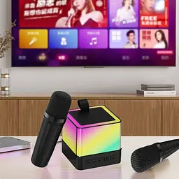 Портативна Bluetooth колонка K18 з LED-підсвічуванням 2 мікрофони чорний - мініатюра 2