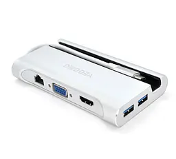 Хаб-переходник док-станция Type-C - USB 3.0/Type-C/HDMI/VGA/Ethernet/SD VEGGIEG TC07-S