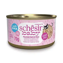 Вологий корм для кошенят Schesir Ваву Chicken With Chicken Liver Шезір курка з печінкою в бульйоні натуральні консерви банка 70 г (111050)