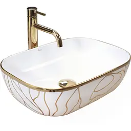 Умивальник Rea Belinda wave white gold накладний білий REA-U8472, Білий