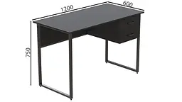 Комп'ютерний стіл Таккота 75x120x60 чорний ДСП Сосна Кембра 16мм FRD-101920 - мініатюра 3