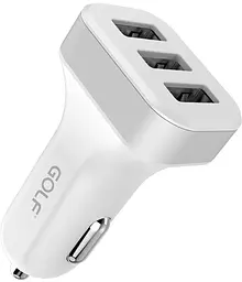 Автомобільний зарядний пристрій GOLF GF-C12 Car charger 3USB 2.1A White