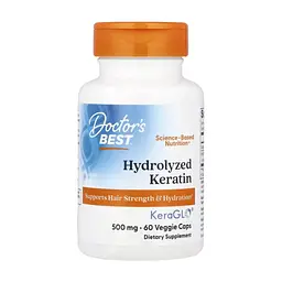 Вітамінно-мінеральний комплекс Doctor's Best Гідролізований кератин, 500 мг, Hydrolyzed Keratin, 60 вегетаріа (DRB-00545)