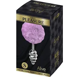Анальна пробка Alive Metal Anal Fluffy Twist Plug S, 7 см (фіолетовий) - мініатюра 3