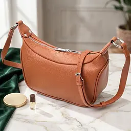 Сумка напівкруглого формату з однією ручкою з натуральної шкіри Vintage 22413 коричнева - мініатюра 4