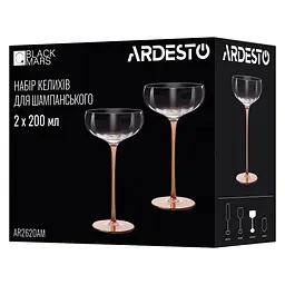 Набір келихів для шампанського Ardesto Black Mars Amber 2х200 мл AR2620AM - мініатюра 2