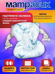 Ванночка дитяча складна з матрациком для для купання, з термометром, та зливом, для новороджених та немовлят від 0 до 2.5р. (ck-1692 blue) - мініатюра 6