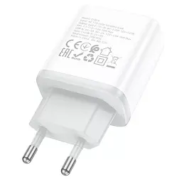 Мережевий адаптер живлення Hoco C105A 20W Type-C та USB зі швидкою зарядкою та кабелем Type-C to Type-C білий - мініатюра 5