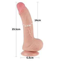 Фалоімітатор - Sliding-Skin Dual Layer Dong 7.5" Flesh #1 - мініатюра 3