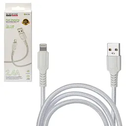 Кабель BOROFONE BX116W, USB - Lightning 2.4А, 1m, White (швидка зарядка/передача даних)