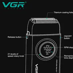 Електробритва акумуляторна шейвер VGR V-378 9000RPM LCD + дорожня сумочка (Червоний) - мініатюра 7