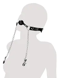 Кляп із затискачами для сосків - FFE Deluxe Ball Gag & Nipple Clamps - мініатюра 6