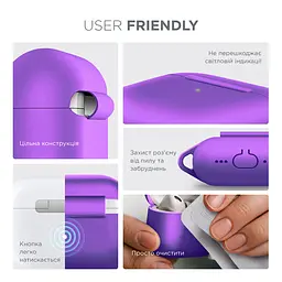 Силіконовий чохол для навушників Apple AirPods Pro 2 2022, Hang Case, фіолетовий, ультратонкий захисний кейс товщиною 2 мм, захист від подряпин, пилу та ударів, компактний, з карабіном для кріплення, ArmorStandart (ARM68595) - мініатюра 5