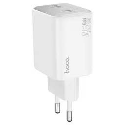 Набір СЗУ HOCO N42 + кабель Lighting, 2xUSB-C, PD45W, кабель 1м, White, Box - мініатюра 3