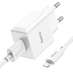 Комплект адаптер і кабель Hoco C106A Lightning Cable Leisure single port charger білий - мініатюра 8