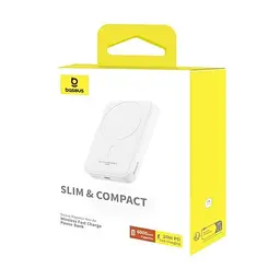 Зовнішній акумулятор Baseus Magnetic Mini Air Wireless Fast Charge Power Bank 6000mAh 20W Stellar White(With Simple Series Charging Cable Type-C to (P10059002223-00) - мініатюра 2