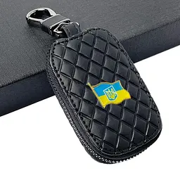 Автомобільна ключниця-чохол для ключів із логотипом «Прапор України» ромб, чорний