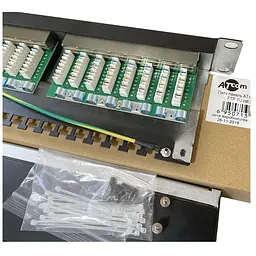 Патч-панель 19" 24хRJ-45 FTP 1U cat.6, в зборі, Organizer Atcom (FP6224)