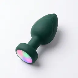 Силіконова анальна пробка з вібрацією та підсвіткою Light Anal Plug 3,5x9 см зелена - мініатюра 2