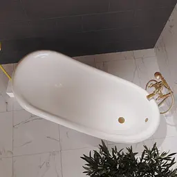 Ванна окремостояча матова Amidicon Symphony 167x78 біла з литого каменю бронзові ніжки SYMFONIYA_167_br_MAT, Білий матовий - мініатюра 2