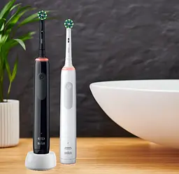 Набір електричних зубних щіток Oral-B Pro 3 3900 СrossAсtion, Чорна і Біла - мініатюра 3