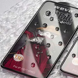 Захисне 2.5D скло Weva AirBag (тех.пак) для Apple iPhone 11 Pro / X / XS (5.8) Чорний - мініатюра 2