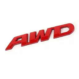 Емблема напис AWD червона 151×24мм метал (на скотчі)