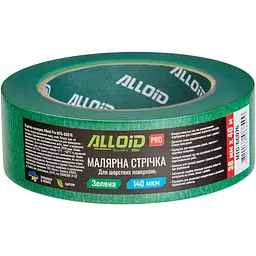 Стрічка малярська для шорстких поверхонь Alloid Pro 38 мм х 40 м 140 мкм зелена (MTG-66076) - мініатюра 2