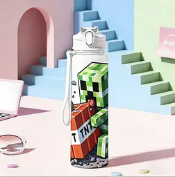 Пляшка для води Minecraft з трубочкою 750 мл     