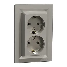 Розетка Schneider Electric ASFORA із заземленням подвійна бронза 16А (EPH9900169) - мініатюра 2