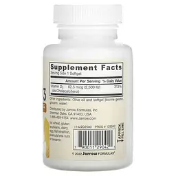 Витамин D Vitamin D3 2,500 IU 100 жидких капсул Jarrow Formulas vit0006420 - миниатюра 2