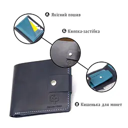 Чоловічий портмоне з натуральної шкіри Grande Pelle 11461 темно-синій - мініатюра 8