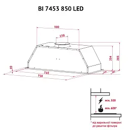 Витяжка повновбудована Perfelli BI 7453 I 850 LED - мініатюра 12