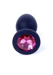 Анальна пробка із кристалом Jewellery Silicone Black Plug S - мініатюра 2