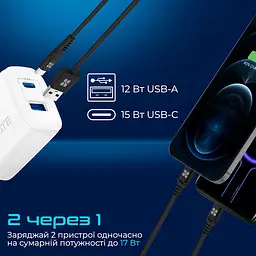 Зарядний пристрій Promate BiPlug-2 Білий - мініатюра 2