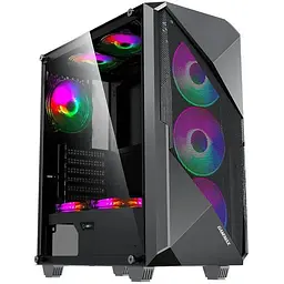 Корпус GameMax Revolt чорний, без БЖ, Mid Tower, ATX / Micro ATX / Mini ITX, 1хUSB 3.1, 1хUSB 2.0, 4x120 мм LED, 421x210x460 мм,