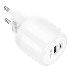 МЗП Borofone BA93A Lustrous PD20W+QC3.0 (1USB-A/1C) White - мініатюра 3