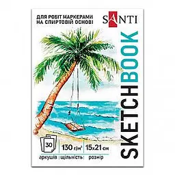 Скетчбук А5, 30 аркушів, білий папір, 130 г/м2 Relax 743212 Santi