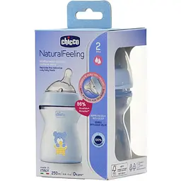 Пляшечка для годування Chicco Natural Feeling, Color, з силіконовою соскою, 250 мл, блакитний (81323.20) - мініатюра 8