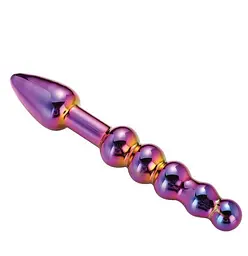 Анальний фалоімітатор Glamour Glass Ridged Anal Dildo 18 см (райдужний) - мініатюра 2