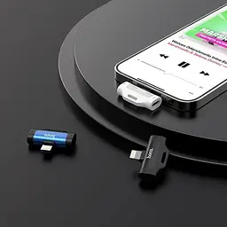 Перехідник розгалужувач аудіо Hoco Dual Lightning digital audio converter LS31 чорний адаптер - мініатюра 5