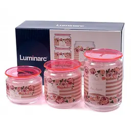 Набір банок Luminarc Plano Rosettes з кришками, 3 шт. (6657061) - мініатюра 4