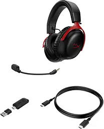 Гарнітура HyperX ігрова Cloud III WL/USB-A/USB-C чорно-червоний (77Z46AA) - мініатюра 7