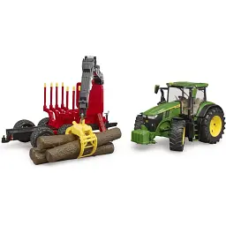 Трактор Bruder John Deere з причепом краном та колодами 1:16 (03154) - мініатюра 2