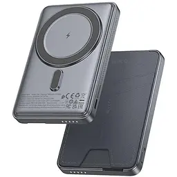 Портативний ЗП Power Bank Hoco Q46 Title PD20W з БЗП+card holder 5000 mAh Silver gray