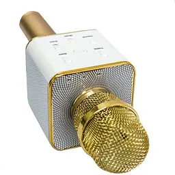 Караоке мікрофон з динаміком блютуз Bluetooth DM Karaoke Q7 золотистий бездротовий мікрофон